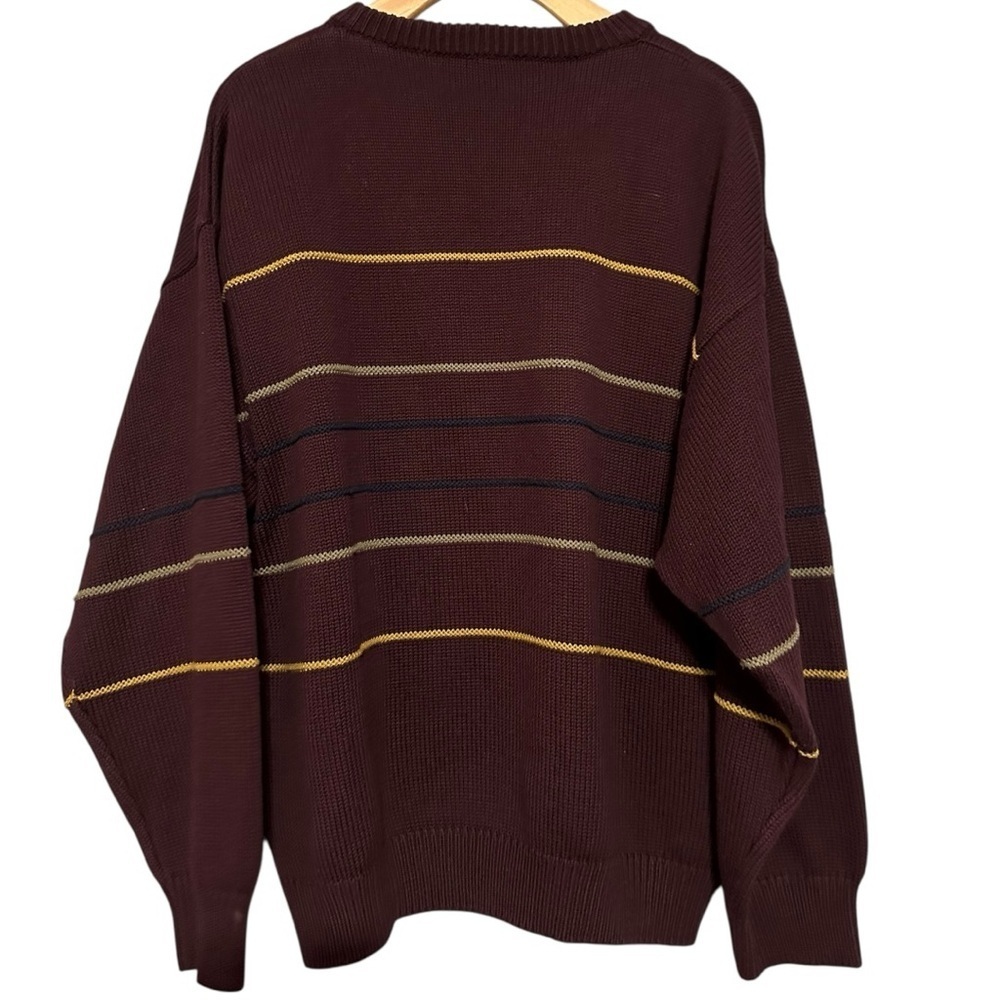Aldo Colitti Vintage Men’s 50 L Maroon Burgundy Wine Cotton Knit Aztec Sweater - Picture 2 of 7